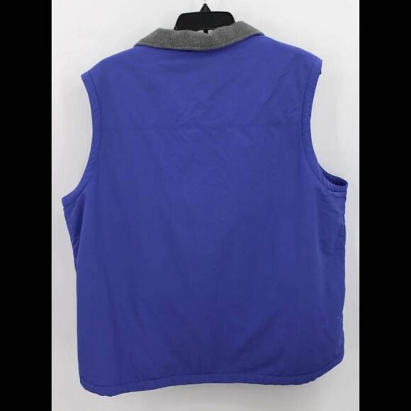 L.L. Bean Men's XXL Blue Wind Rain Hiking Full Zip Thick Fleece Lined Vest VTG - Picture 2 of 6